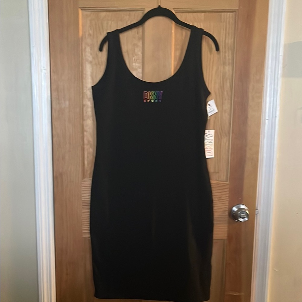 DKNY Black Sleeveless Stretch Dress, knee length, NWT